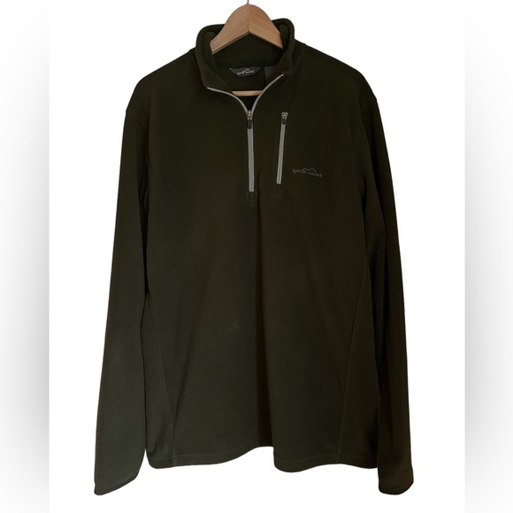 Eddie Bauer 1/4 Zip Up Collar Green Fleece Sweater Size: TL‎ - Picture 8 of 9